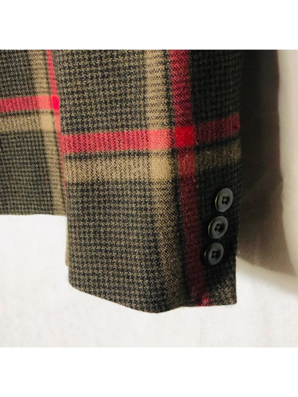 Sports Galore blazar plaid brown black pockets button wool medium bust 18" READ - Picture 5 of 12